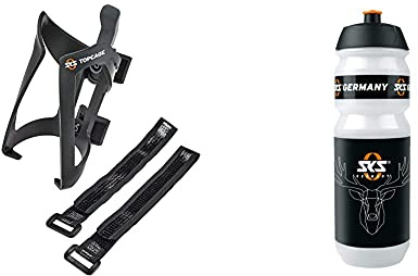 SKS Germany Adapter Anywhere mit Topcage, schwarz, 10 x 10 x 25 cm & Hirsch Bottle Large 750 ml Fahrradflasche in Hirsch-Design, Fahrradzubehör (Flasche mit Shiva-Verschluss)