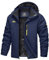 TACVASEN Herren Warme Skijacke Gefütterte Winterjacke Wasserabweisende mit Abnehmbarer Kapuzen (XL, Marineblau)