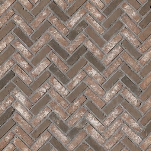 MSI Noble Red 12.5 in. x 25.5 in. Clay Brick Herringbone Floor Tile, Brick Wall Tile For Bathroom, Kitchen Backsplash, Accent Wall Tile, And Shower Wall Tile