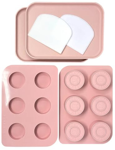 Benty Cakes Das Original CakePuck Bonus-Set – Besser als ein Cake Pop! Machen Sie Desserts mit Schokoladenüberzug – BPA-freies Silikon – inklusive 1 Formen-Set, 2 Tabletts und 2 Schaber – Rosa
