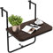 COSTWAY Tavolino Pieghevole da Balcone, Regolabile in Altezza, Tavolo da Appendere Adatto a Ringhiera da 3-15 cm, 62,5x60x84 cm, per Giardino Esterno Terrazzo (Marrone)