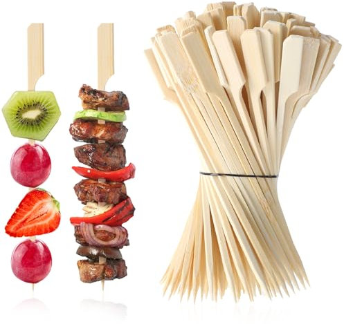 JIYIN Lot de 100 brochettes en bambou de 15cm pour brochettes à fruits, Brochettes Fingerfood en Bambou brochettes en bambou pour cocktails apéritifs grillades barbecues boissons