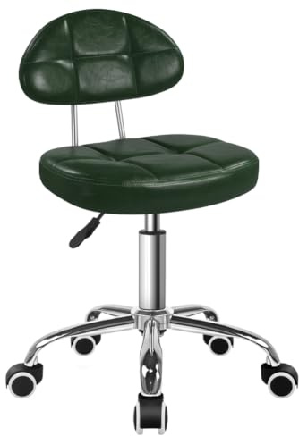 BFTOU Tabouret pivotant carré minimaliste avec roulettes, parfait pour le travail, le spa, le magasin, le massage, hauteur réglable et économique (vert)