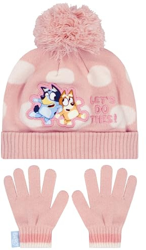Bluey Gorra Bingo | Guantes Niña Invierno | Gorro Y Guantes | One Size Rosa