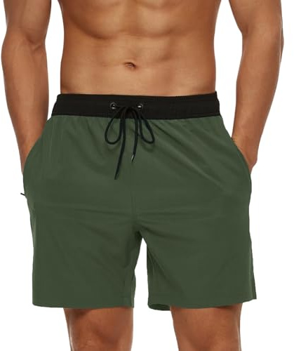 Aisprts Badshorts för män badbyxor vattentäta surfbräda shorts för män snabbtorkande 3 fickor strandshorts nätfoder dragsko sommar herr badkläder