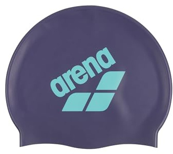 Arena Unisex Big Logo Silicone Swim Cap for Women and Men Fitness Swimmers Intensive Training Durable Soft Elastic Bathing Cap, Future Dusk/Water