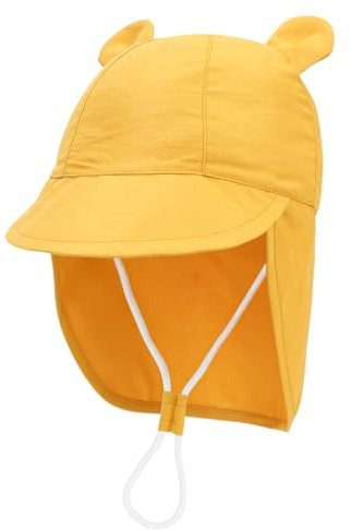 Jupsk Baby Sun Hat Toddler Bucket Hat Wide Brim Summer Beach Cap with Neck Protection UPF50for Kids Child Boys Girls 6-12 Months (Yellow)