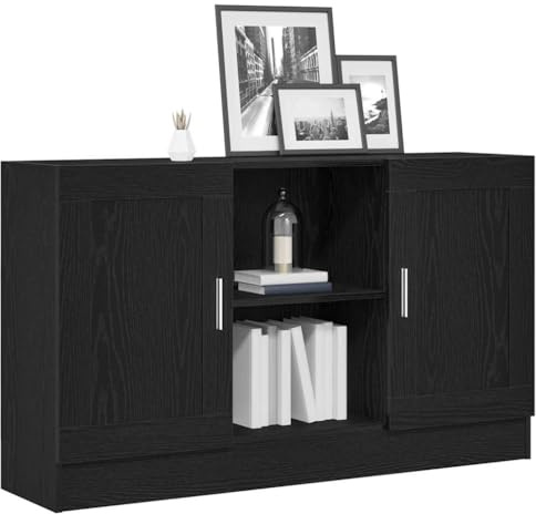 vidaXL Buffet Chêne Noir 120 x 30,5 x 70 cm Bois d'ingénierie, Meuble latéral Moderne, Solution de Rangement Durable pour Salon, élégant, Design épuré, Gain de Place
