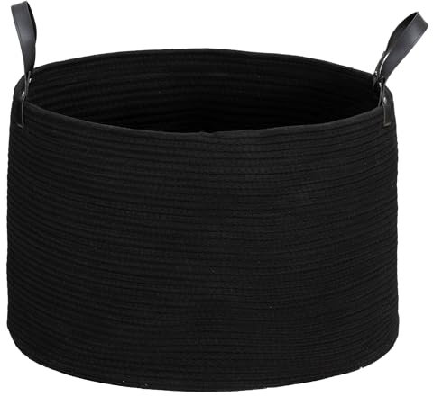 HOMCOM Panier à linge 88L, corbeille à linge pliable en coton, avec poignées, Ø 56 x 35,5 cm, noir