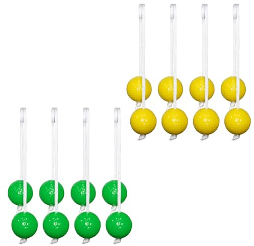 Sweetfularyeen 8 Stück Leitergolf Outdoor, Golf Trainingsbälle, mit Nylonschnur Verbunden, Nicht leicht Verheddert, Golf Leiter Übungsbälle, Langlebig, für Wurfspiele Leiter Golfbälle (Gelb + Grün)