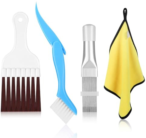 3 Pièces Peigne à Ailettes de Climatiseur, Brosse de Nettoyage Condenseur de Climatiseur, Brosse Nettoyage Condenseur avec Serviette de Nettoyage, Brosse Seche Linge