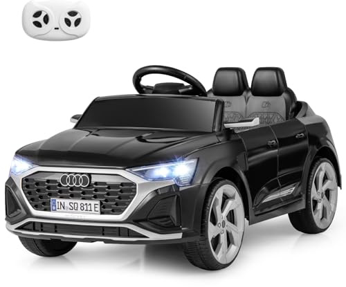 SOARS Macchina Elettrica per Bambini Audi SQ8 12V con Telecomando, Auto Elettrico a Pedale, Veicoli con Musica, Fari LED e Doppio Motore, 3 Velocità 3-5km/h, Carico 30 kg, 3+ Anni (Nero)