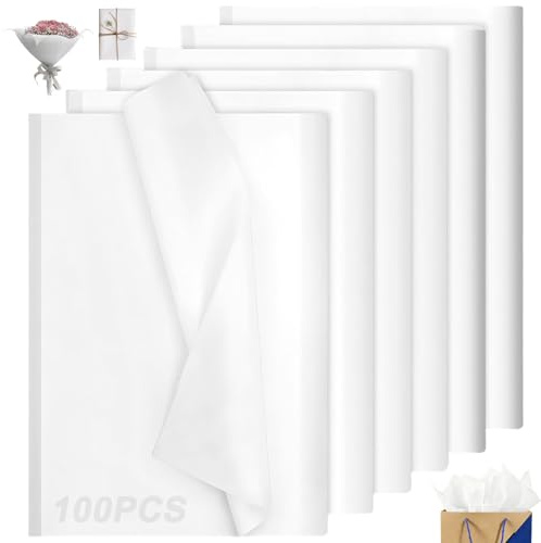 100 Hojas Papel de Seda Blanco, Papel Envolver Regalos Granel Ropa 70x50cm, Envoltura Relleno Regalo Manualidades Navidad para Patrones Costura, Artesanía DIY, Decoración Fiestas Cumpleaños Boda