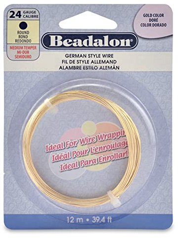 Beadalon German Style 12 m 24 Gauge Round Wire, Gold Plated