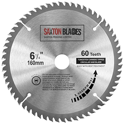 Saxton TCT - Hoja de sierra circular para madera (160 mm x 20 mm x 60 T, para Festool TS55, Bosch, Makita, etc