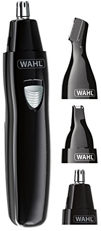 WAHL 3 in 1 Personal Trimmer, Nose Hair Eyebrow, Painless Eyebrow and Facial Hair Trimmer for Men Women, Rechargeable, Washable Heads, Black