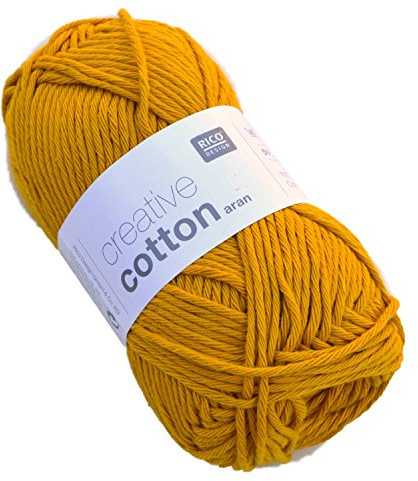Rico Creative Cotton Aran - Mustard (70), Baumwollgarn für Topflappen, Schulgarn Baumwolle zum Häkeln