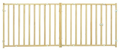 MidWest Homes for Pets Extra-Wide Swing Pet Safety Gate, Dog Gate Expands From 50.25 - 94 Inches Wide, 24-inches Tall, Natural Wood