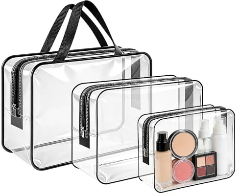 Clear Wash Bag for Toiletries, Funnasting 3 in 1 Waterproof Clear PVC Travel Makeup Bag Business Bathroom for Men, Women and Kids