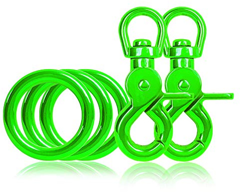 Ganzoo Juego 3 Anillos en O de Acero Inoxidable Verde 35 mm ext 26 mm INT Grosor 4,5 mm + 2 mosquetones de Tijera 61 mm con Cabeza giratoria 360 para Paracord 550