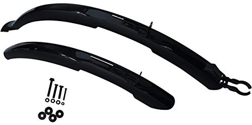 Stabiles Steck-Schutzblech fürs Fahrrad Vorderrad und Hinterrad 26-29 Zoll aus Kunststoff mit Halterung Schwarz