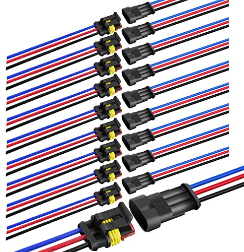 Nilight 3Pin Electrical Wire Connectors Male and Female Plug Socket Quick Disconnect Waterproof Play Terminals for Automotive Cars Trucks Motorcycles Marine Boats