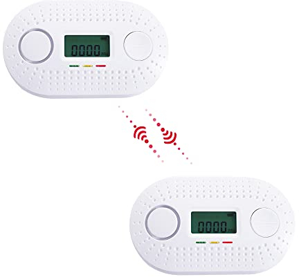 Détecteur de Monoxyde de Carbone Interconnecté - Détecteur de CO avec 10 Ans d'Autonomie - Alarme de CO - Alarme Maison - Idéal de Cuisine, Magasin, Bureau, Maison, Porte et Garage (Pack of 2)