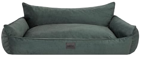 Bjird Hundebett - Hundekorb für kleine mittelgroße & große Hunde - Hundekissen - Hundesofa - Bezug abnehmbar und waschbar - Joker - Größe: M: 82 x 63 cm - Grün Fancy