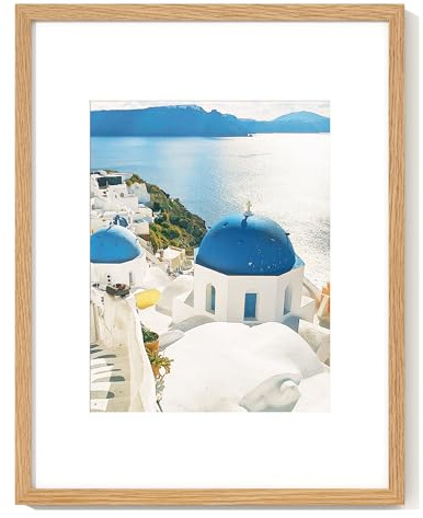 Axeman 16x20 Picture Frame with Mat for 11x14, Solid Oak Wood Poster Frame with Tempered Glass for Home Decor, Wooden 16x20inch Photo Frame for Art Photo and Prints, Wall Hook Included, Natural