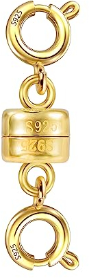 Cierre magnético de plata de ley 925, cierre de mosquetón doble, cierre magnético dorado, cierre de cadena, extensión de cadena, cierre magnético, cierre doble para joyas, 25mm, Plata