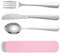 HOTUT Campingbesteck, 4 Stück Edelstahl Reisebesteck mit Etui, Besteckset to go, Edelstahl Sporks besteckbox für unterwegs, Outdoor, Reise, Arbeit, Schule, Spülmaschinenfest - Rosa