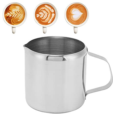 Taza de Espuma de Leche, Jarra de Espuma de Leche de 150 Ml, Jarra de café de Acero Inoxidable 304, Taza de café y Leche, Taza de Espuma para Familias, Restaurantes, Cafeterías