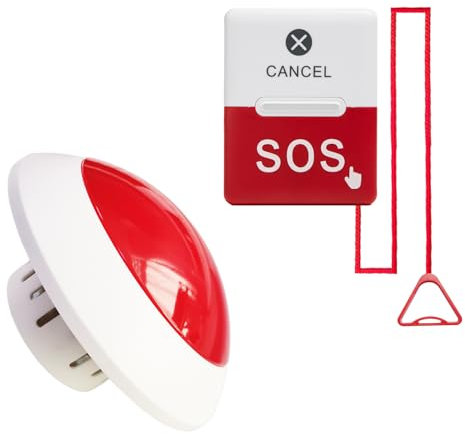 Campanello Bagno Disabili (1x Pulsante a Tirante+1xSuoneria) | Chiamata di Emergenza | Allarme Bagno Disabili per Bagno/WC/Area Doccia| Campanello SOS per B&B/Piccoli Albergli/Case di Riposo/Scuole