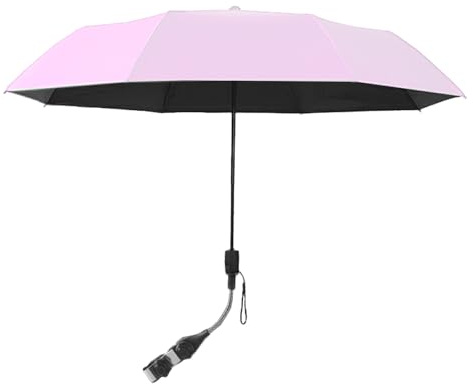 POTRUWE Sombrilla para silla con abrazadera universal, sombrilla de playa ajustable 360°, sombrilla portátil para sillas de ruedas, sillas de terraza, sillas de playa, Rosa., 95 cm x 59 cm