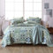 VISIMISI Tagesdecke 220x240cm Baumwolle Bettüberwurf, Bettdecke mit 2 Kissenbezüge, Blumen Böhmen Stil Steppdecke Gesteppte für Doppelbett (Grün Böhmisch, 250x270cm)