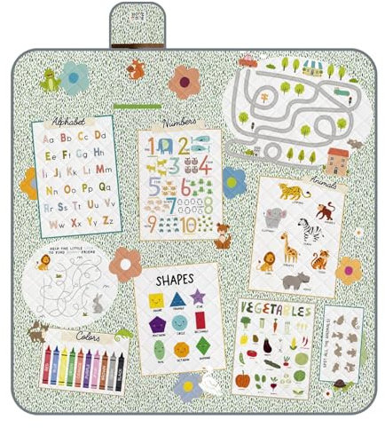 PERLETTI Manta Picnic Impermeable para Niño 200x200 - Manta Camping Picnic Blanket Playa Parque Jardín Senderismo - Alfombra Exterior Niños Plegable Portátil Multifunción (Juegos de Mesa, 200x200)