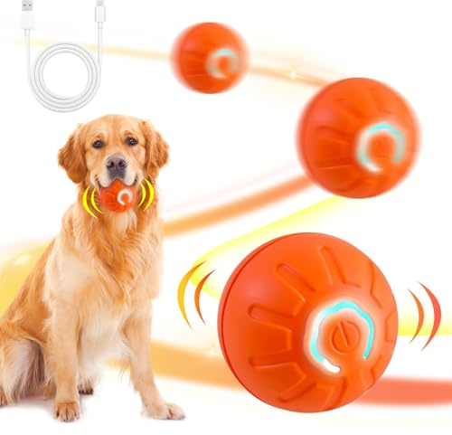 DAILINK Balle de Jouet Intelligent, Jouet Automatique pour Chiens, Balle Interactive pour Chiens, Durable et Automatique, pour Chiots, Petits et Moyens, Rechargeable par USB