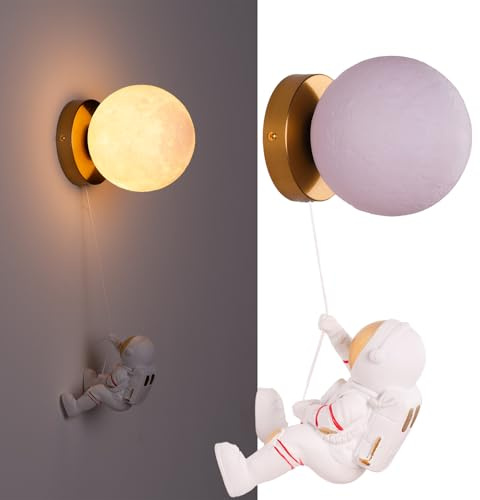 Alpinaluz Moon Wall Light 3D G9 Astronaut Resin Gold Base