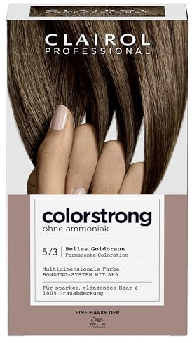 CLAIROL PROFESSIONAL colorstrong dauerhafte, multidimensionale Haarfarbe ohne Ammoniak - mit stärkendem AHA-Bonding-System - 5/3 Helles Goldbraun