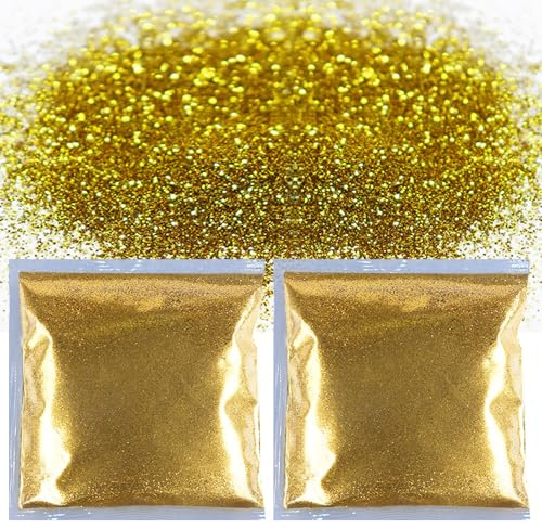 Zeeorymn Oro Glitter Polvere,100g Glitter per Artigianato 0,2mm Polvere Glitterata per Creazioni Fai da te Manicure Viso Carta Artigianato Biglietto di Auguri