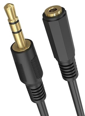 Cmple - Headphone Extension Cable 6 Inches 3.5mm AUX Extension Cord Male to Female Stereo Audio Adapter Cable, 1/8 TRS Aux Extender Cable - Black
