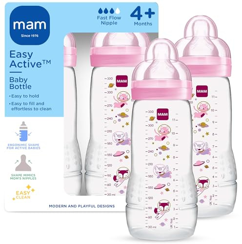 MAM Baby Bottle, Pink, 11 Ounce, 2-Count