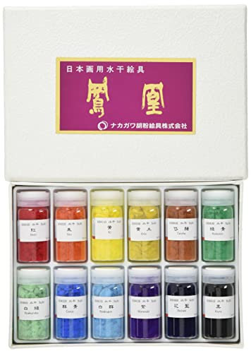 Nakagawa Chalk Phoenix Suikan Paint 12 Color Set - Non Toxic, Liquid, Variety Surface, Tin Container