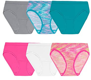 Fruit of the Loom girls Seamless Multipack Underwear, Hipster - 6 Pack Assorted, 10 12 US