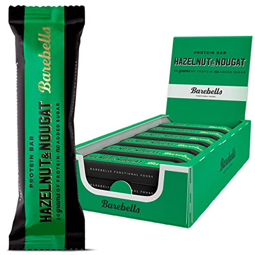 Barebells Protein Bars - 12 Count, 20g High Protein Treats – Sugar Free Chocolate Nutrition Bar, Low Carb – On The Go Breakfast or Post-Workout Snack (Hazelnut & Nougat)