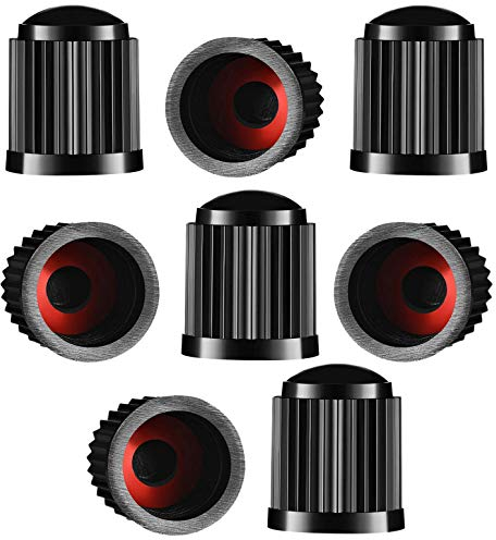 Reifenventilkappen, Ventilkappen mit Dichtungsring Kunststoff, Staubschutzkappen für PKW-Reifen, SUV, Motorrad, LKW, Fahrrad, Schwarz, 8 Stück
