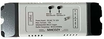 Modulo interruttore relè RF WIFI a 2 canali MHCOZY, otturatore per garage con controllo vocale remoto WIFI, compatibile con Alexa Assistant (eWelink app, 7-32V 2CH WIFI RF)