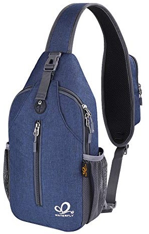 WATERFLY Sling Rucksack Sling Bag Schulterrucksack Umhängetasche Verstellbarer Rucksackgurt Wandern Brust Rucksack für Herren und Damen Dunkelblau