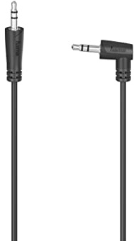 Hama 0,5 m vinklad kontaktkabel (3,5 mm kontaktkabel, 90° vinklad kontakt, extra kabel M/M, stereo, idealisk mobiltelefon smartphone surfplatta headset hifi-mottagare) svart