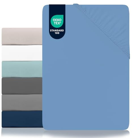 Dreamzie - Spannbettlaken 90x190/200cm - Mikrofaser Oeko TEX Zertifiziert - 100% Polyester - Leintuch 90x190/200 Kinder- Coelinblau